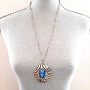 Vintage Tribal Long Silver Necklace